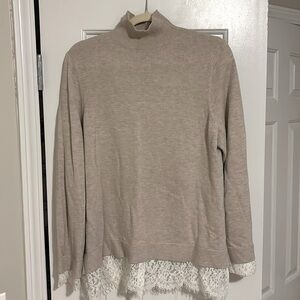 Cashmere blend sweater with lace trim. Joie; size L. Excellent condition.